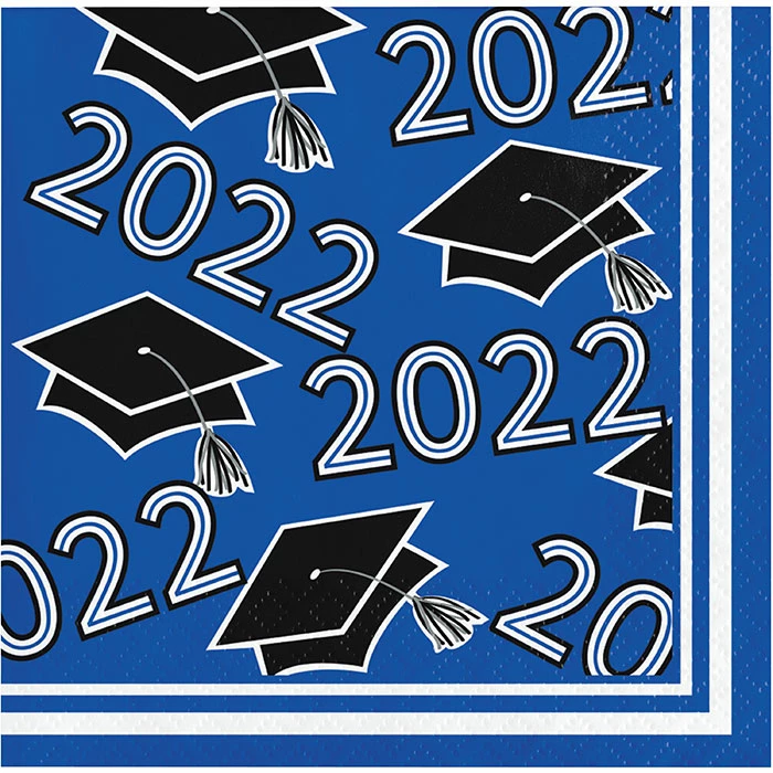 Creative Converting Cobalt Blue Class Of 2022 Beverage Napkins, 36ct