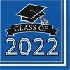 Creative Converting Graduation Party Supplies Cobalt Blue Class Of 2022 Luncheon Napkins, 36ct