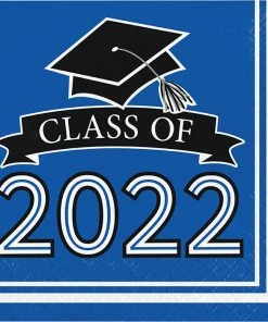 Creative Converting Graduation Party Supplies Cobalt Blue Class Of 2022 Luncheon Napkins, 36ct