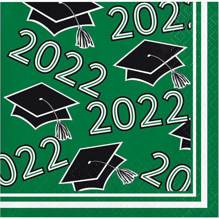Creative Converting Emerald Green Class Of 2022 Beverage Napkins, 36ct