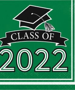 Creative Converting Graduation Party Supplies Emerald Green Class Of 2022 Luncheon Napkins, 36ct