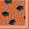 Creative Converting Graduation Party Supplies Orange Class Of 2022 Beverage Napkins, 36ct