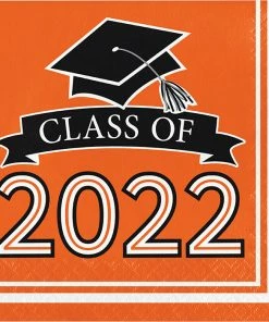 Creative Converting Orange Class Of 2022 Luncheon Napkins, 36ct Graduation Party Supplies