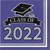 Creative Converting Graduation Party Supplies Purple Class Of 2022 Luncheon Napkins, 36ct