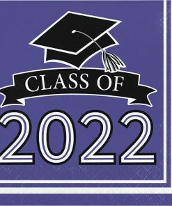 Creative Converting Graduation Party Supplies Purple Class Of 2022 Luncheon Napkins, 36ct