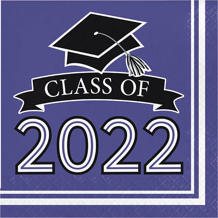 Creative Converting Graduation Party Supplies Purple Class Of 2022 Luncheon Napkins, 36ct