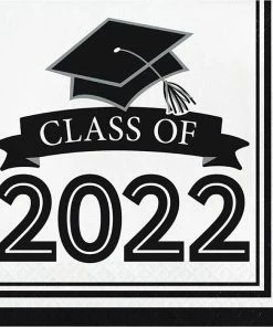 Creative Converting White Class Of 2022 Luncheon Napkin, 36ct Graduation Party Supplies