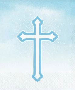 Creative Converting Religious Ceremony Decorations Faith Blue Luncheon Napkins 16ct