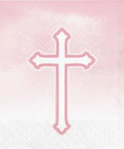 Creative Converting Faith Pink Luncheon Napkins 16ct Religious Ceremony Decorations