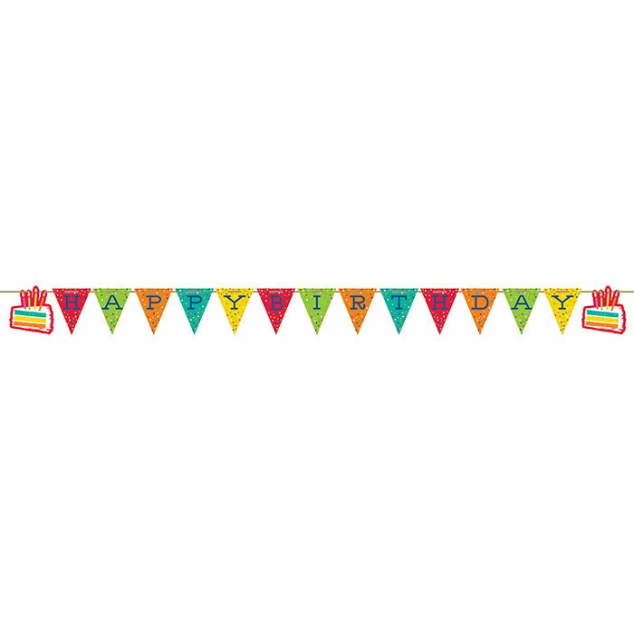 Creative Converting Festive Cake Shaped Banner W/ Ribbon 1ct