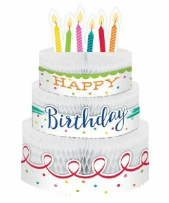 Creative Converting Festive Cake Honeycomb Centerpiece W/ Attachments 1ct Adult Birthday Party Themes