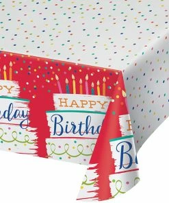Creative Converting Festive Cake Tablecover, Paper 1ct Adult Birthday Party Themes