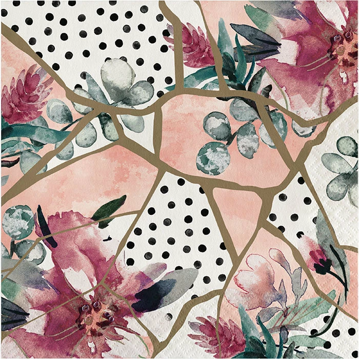 Creative Converting Floral Collage Luncheon Napkin, 3ply 16ct Themed Tableware