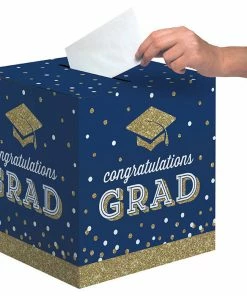 Creative Converting Glittering Grad 12" X 12" Card Box 1ct Graduation Party Supplies