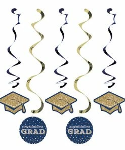 Creative Converting Glittering Grad Dizzy Danglers 5ct