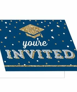Creative Converting Glittering Grad Invitation, Foldover 8ct Graduation Party Supplies