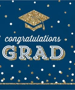 Creative Converting Glittering Grad Luncheon Napkin, Mid Count 36ct Graduation Party Supplies