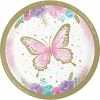 Creative Converting Butterfly Shimmer Dessert Plate 8ct Kids Birthday Party Themes
