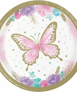 Creative Converting Butterfly Shimmer Dessert Plate 8ct Kids Birthday Party Themes