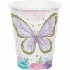 Creative Converting Butterfly Shimmer Hot/Cold Cup 9oz. 8ct