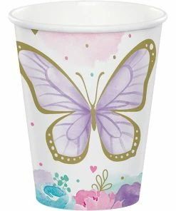 Creative Converting Butterfly Shimmer Hot/Cold Cup 9oz. 8ct