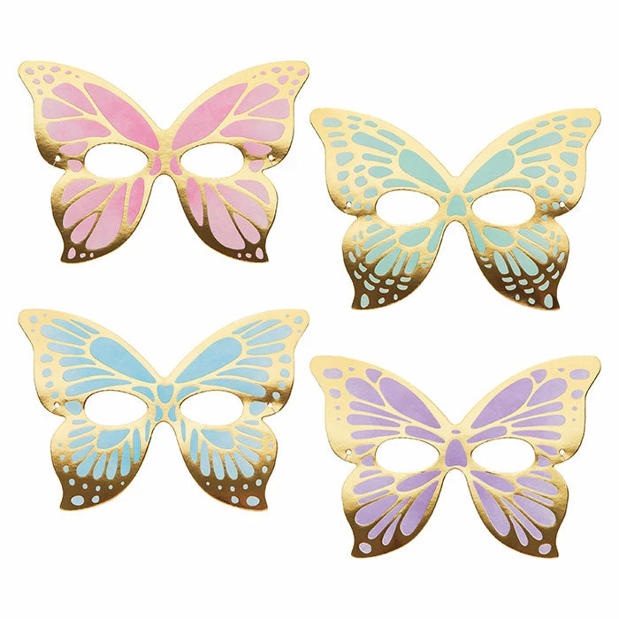Creative Converting Kids Birthday Party Themes Butterfly Shimmer Paper Masks, Foil 8ct