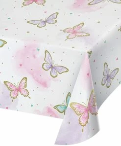 Creative Converting Butterfly Shimmer Tablecover, Paper 1ct Kids Birthday Party Themes