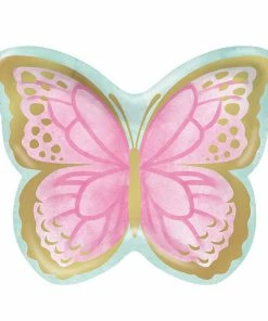 Creative Converting Butterfly Shimmer Butterfly Shaped Plate, Foil 8ct