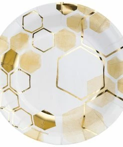 Creative Converting Honeycomb Dessert Plate, Foil 8ct