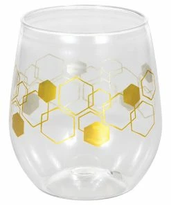 Creative Converting Honeycomb 14oz Stemless Wine Glass, Foil 1ct