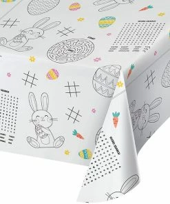 Creative Converting Easter Tablecover, Paper, Easter Activity 1ct Easter Party Supplies