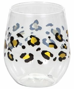 Creative Converting Leopard 14oz Stemless Wine Glass, Foil 1ct Themed Tableware
