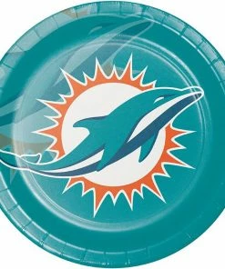 Creative Converting Miami Dolphins Dinner Plate 8ct NFL And Football Party Supplies