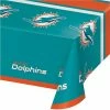 Creative Converting Miami Dolphins Plastic Tablecover, 54" X 102" 1ct