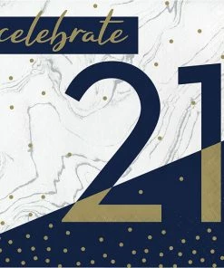 Creative Converting Navy & Gold Milestone Luncheon Napkin, 21 16ct Adult Birthday Party Themes