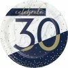 Creative Converting Navy & Gold Milestone Dessert Plate, 30 8ct Adult Birthday Party Themes