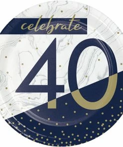 Creative Converting Navy & Gold Milestone Dessert Plate, 40 8ct