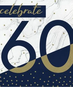 Creative Converting Navy & Gold Milestone Luncheon Napkin, 60 16ct