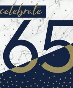 Creative Converting Adult Birthday Party Themes Navy & Gold Milestone Luncheon Napkin, 65 16ct