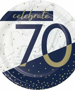 Creative Converting Navy & Gold Milestone Dessert Plate, 70 8ct