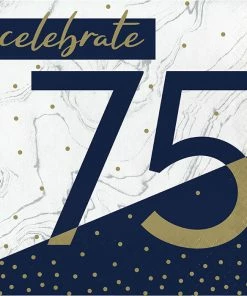 Creative Converting Navy & Gold Milestone Luncheon Napkin, 75 16ct