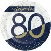 Creative Converting Navy & Gold Milestone Dessert Plate, 80 8ct Adult Birthday Party Themes
