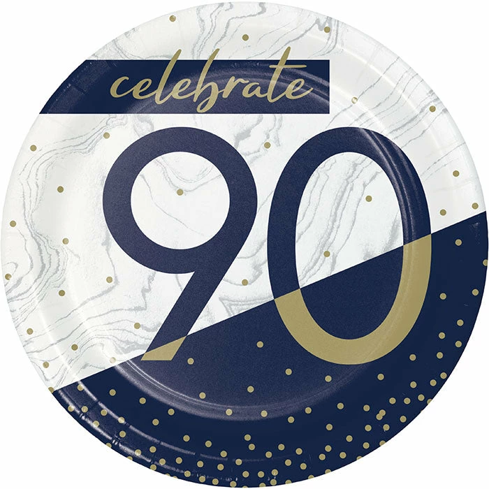 Creative Converting Navy & Gold Milestone Dessert Plate, 90 8ct