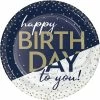 Creative Converting Navy & Gold Milestone Dessert Plate 8ct Adult Birthday Party Themes