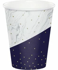 Creative Converting Adult Birthday Party Themes Navy & Gold Milestone Hot/Cold Cup 9oz. 8ct