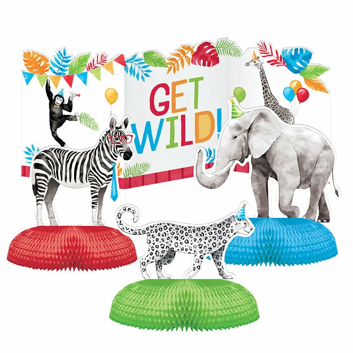 Creative Converting Party Animals Centerpiece 3D W/ HC 4ct Kids Birthday Party Themes
