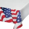 Creative Converting Patriotic And 4th Of July Party Decorations Patriotic Flag Paper Tablecover Border Print, 54" X 102" 1ct