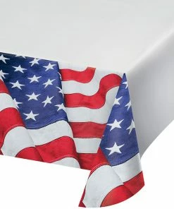 Creative Converting Patriotic And 4th Of July Party Decorations Patriotic Flag Paper Tablecover Border Print, 54" X 102" 1ct