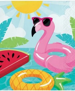 Creative Converting Pool Floats Beverage Napkin 16ct Summer, BBQ And Picnic Themed Decorations