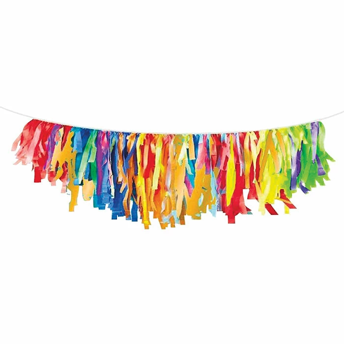 Creative Converting Primary Colors Tissue Fringe Garland, 1ct General Decorations